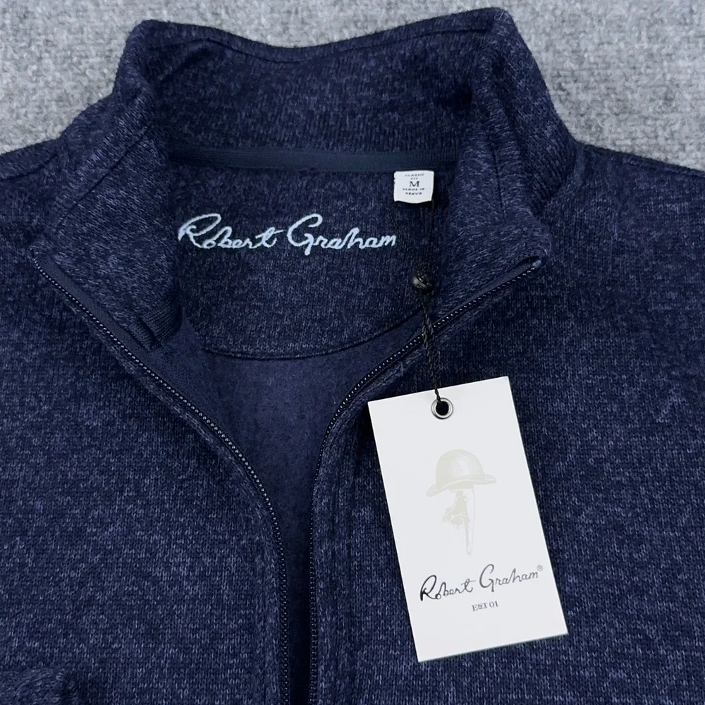 NEW Robert Graham Kenwood Pullover Mens M Navy Blazer 1/4 Zip Fleece Classic Fit